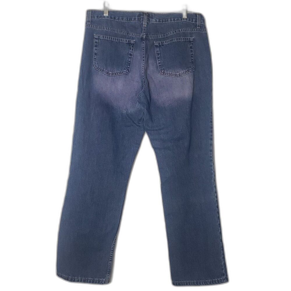 LONDON JEAN Distressed Purple Wash Straight Leg Denim Blue Jeans Womens Size 14